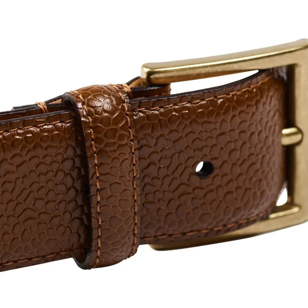 Crockett & Jones - Tan Scotch Country Grain Belt with Antique Brass Buckle BELTS/BRACES Crockett & Jones