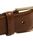 Crockett & Jones - Tan Scotch Country Grain Belt with Antique Brass Buckle BELTS/BRACES Crockett & Jones
