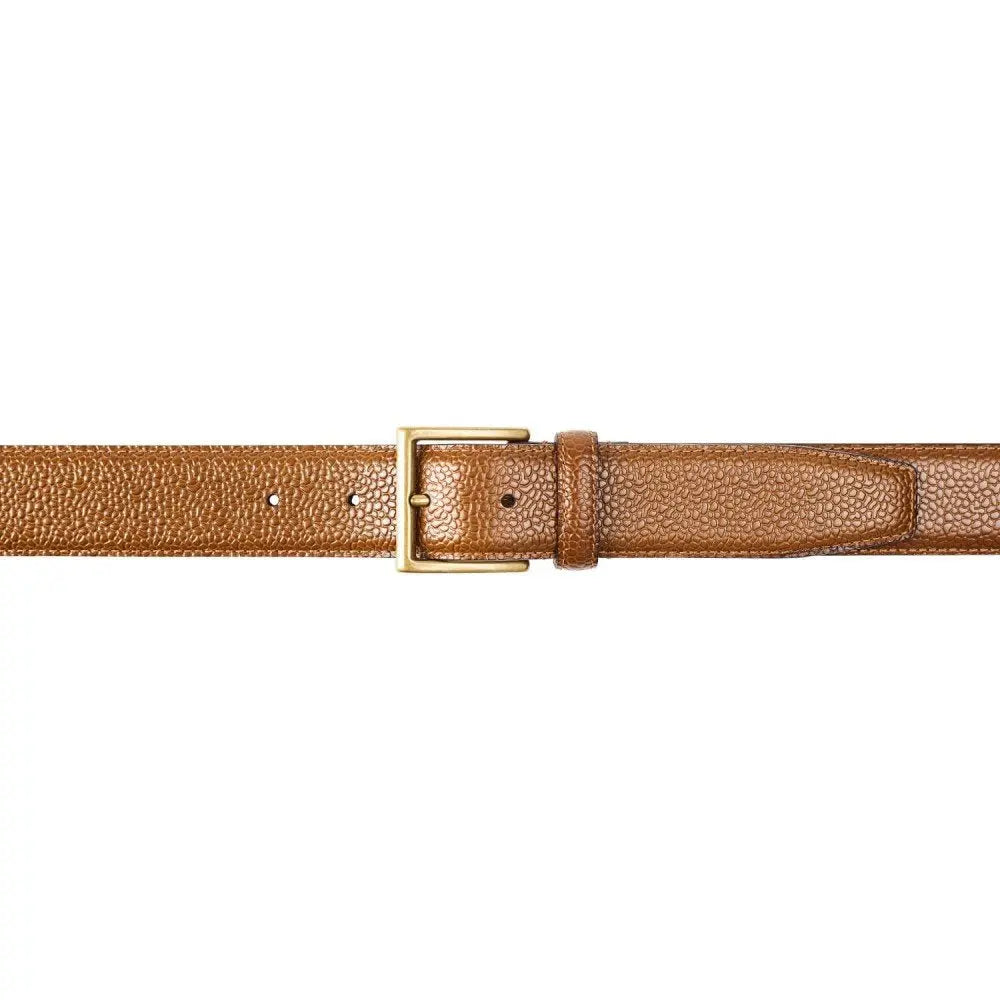 Crockett & Jones - Tan Scotch Country Grain Belt with Antique Brass Buckle BELTS/BRACES Crockett & Jones