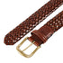 Crockett & Jones - Dark Brown Woven Calf Leather Belt with Antique Brass Buckle BELTS/BRACES Crockett & Jones