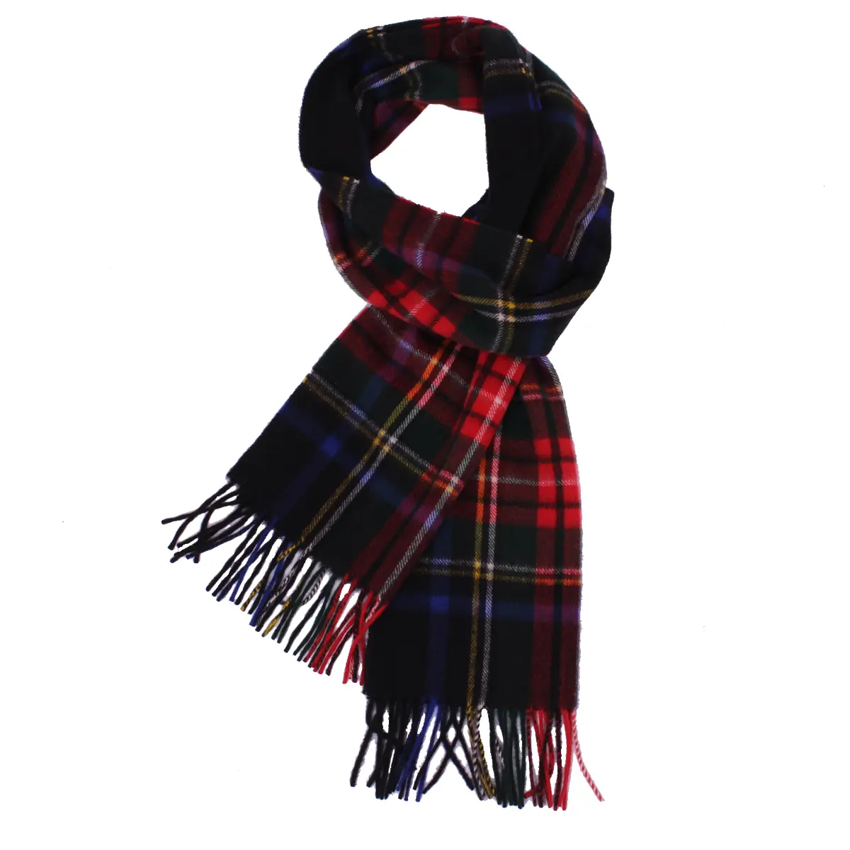 Robert Old - Black Stewart Tartan Check Cashmere Scarf SCARVES Robert Old