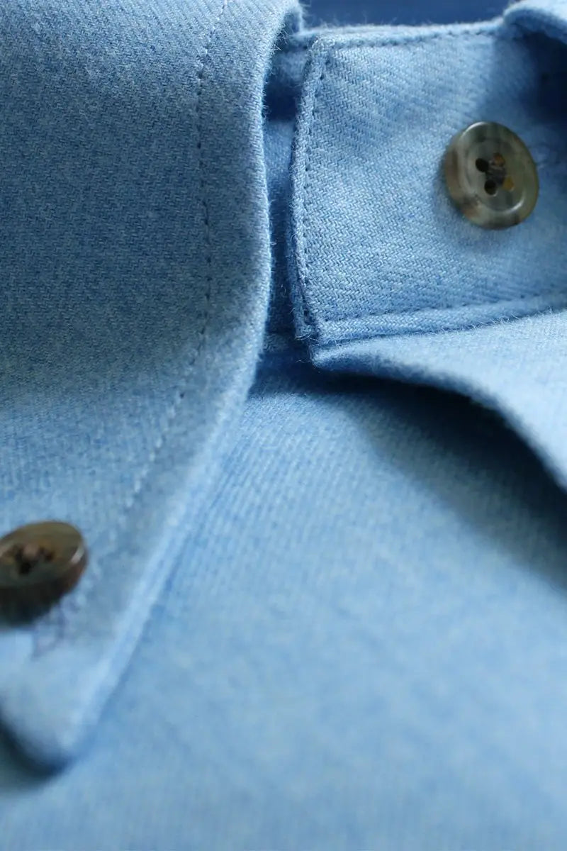 Blue Mist with Contrast Buttons Premium Cashmerello Shirt L/S SHIRTS Robert Old