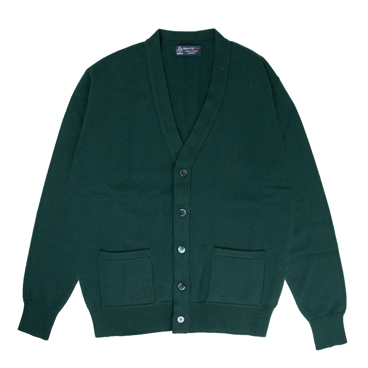 Bottle Green Mallaig 4ply Cashmere Cardigan CASHMERE Robert Old