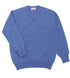 Robert Old - The Brae 2 ply V-Neck Pure Lambswool Sweater KNITWEAR Robert Old Clyde Blue 36UK