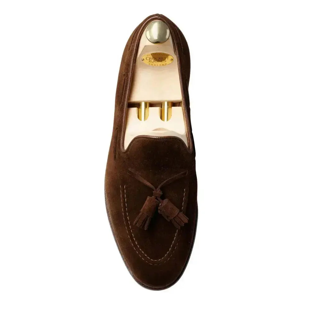 Cavendish Dark Brown Suede Tassel Loafer SHOES Crockett & Jones
