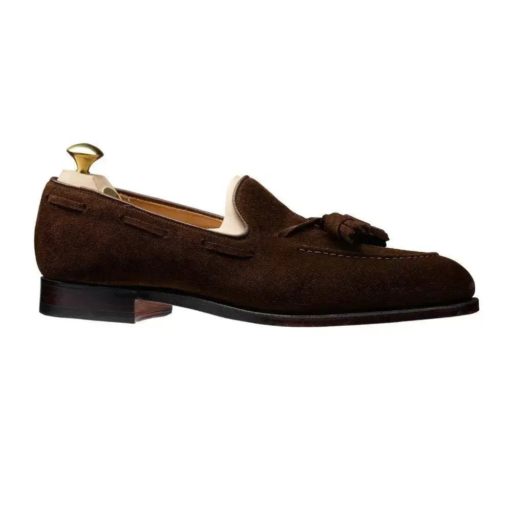 Cavendish Dark Brown Suede Tassel Loafer SHOES Crockett & Jones