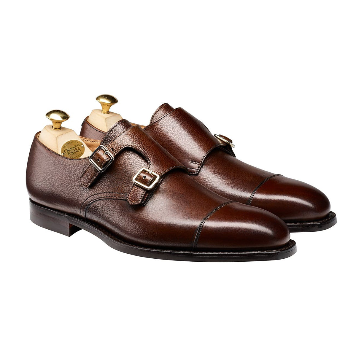 Lowndes Pebble Grain Double Buckle Monk Shoes SHOES Crockett & Jones
