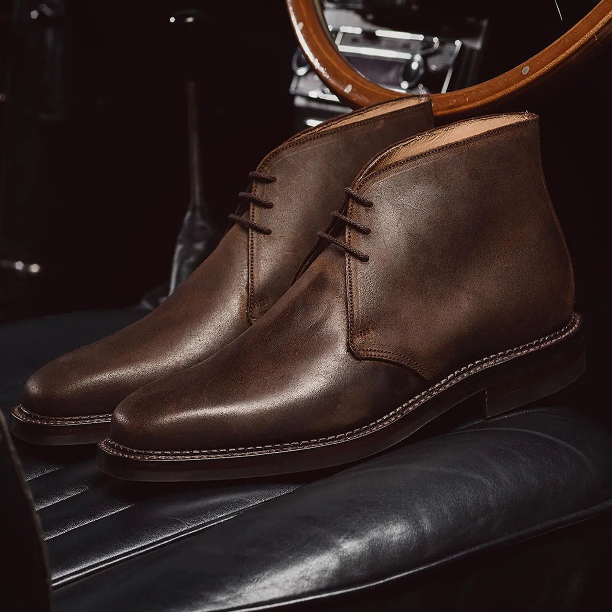 Crockett &amp; Jones - Molton Dark Brown Rough-Out Suede Boots SHOES Crockett &amp; Jones