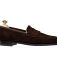 Crockett & Jones - Harvard II Dark Brown Suede Penny Loafer SHOES Crockett & Jones