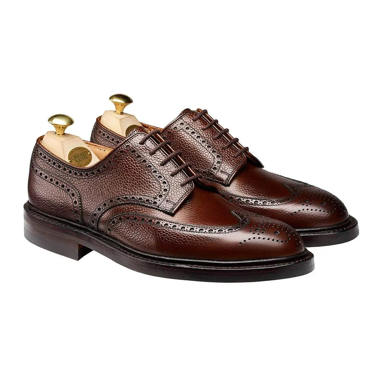 Pembroke Dark Brown Scotch Grain Shoes SHOES Crockett & Jones