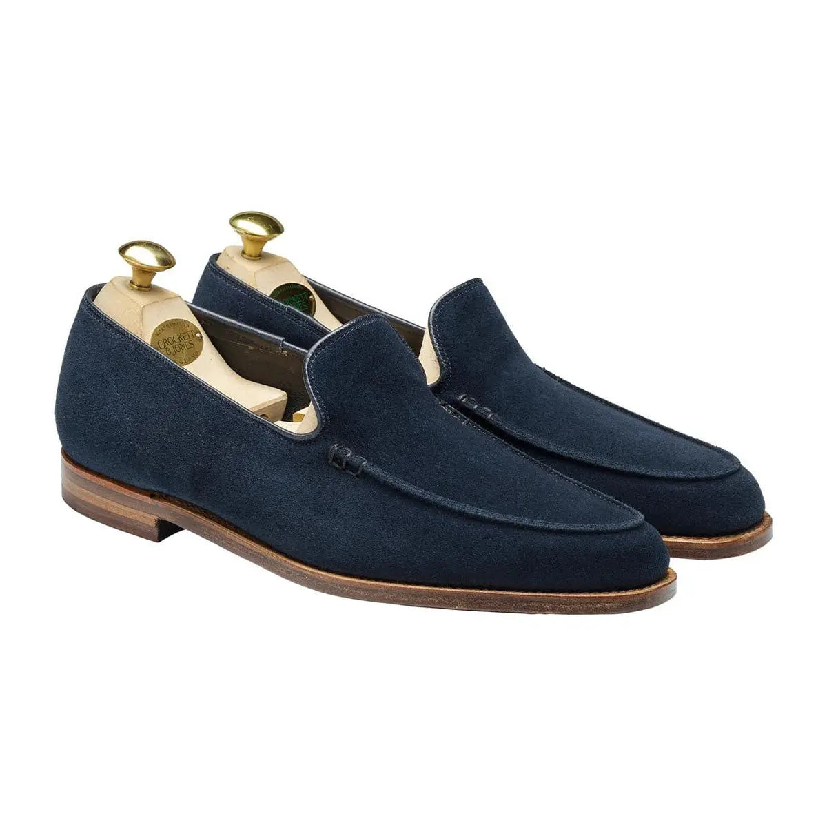 Salcombe Ocean Blue Suede Unstructured Loafer SHOES Crockett &amp; Jones