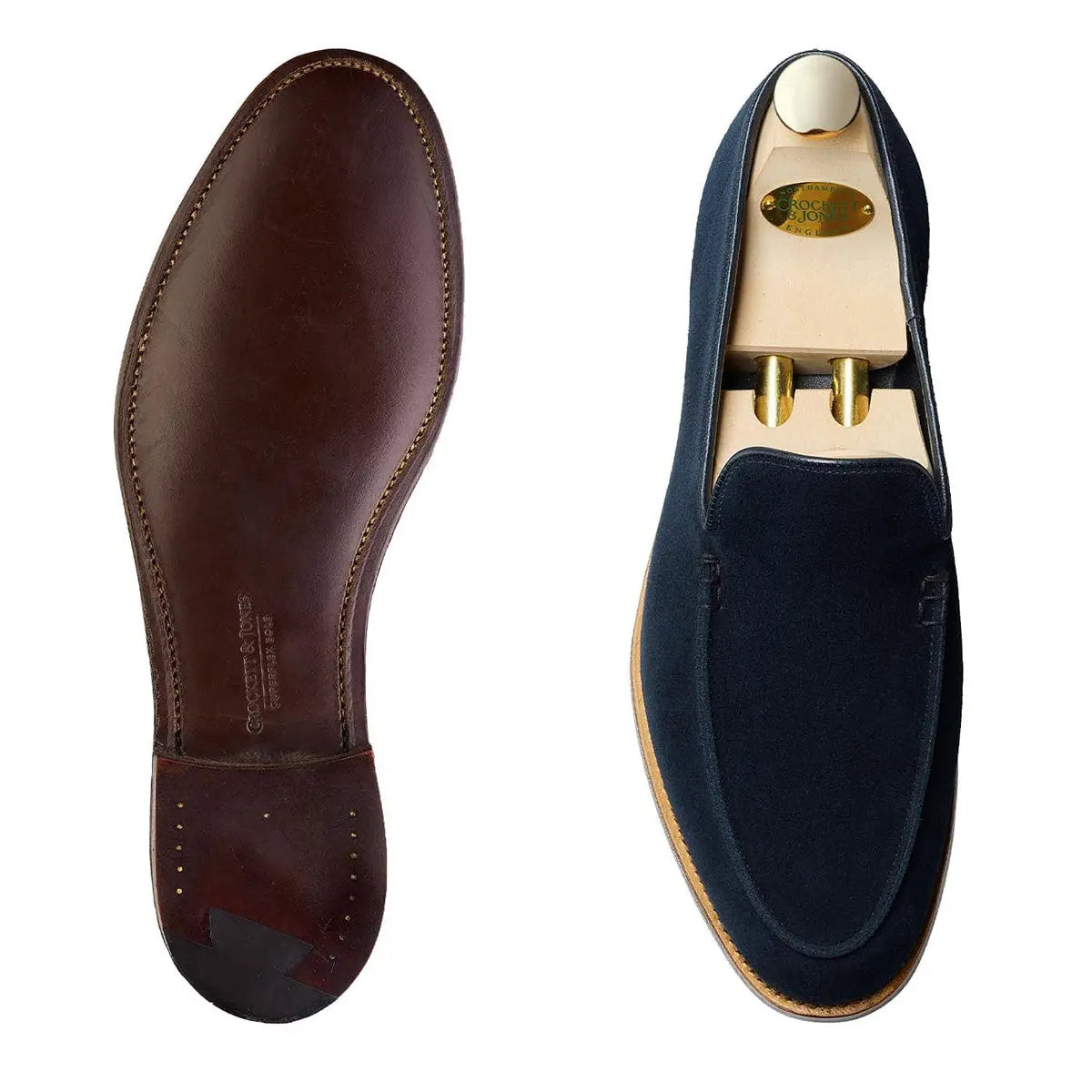 Salcombe Ocean Blue Suede Unstructured Loafer SHOES Crockett &amp; Jones