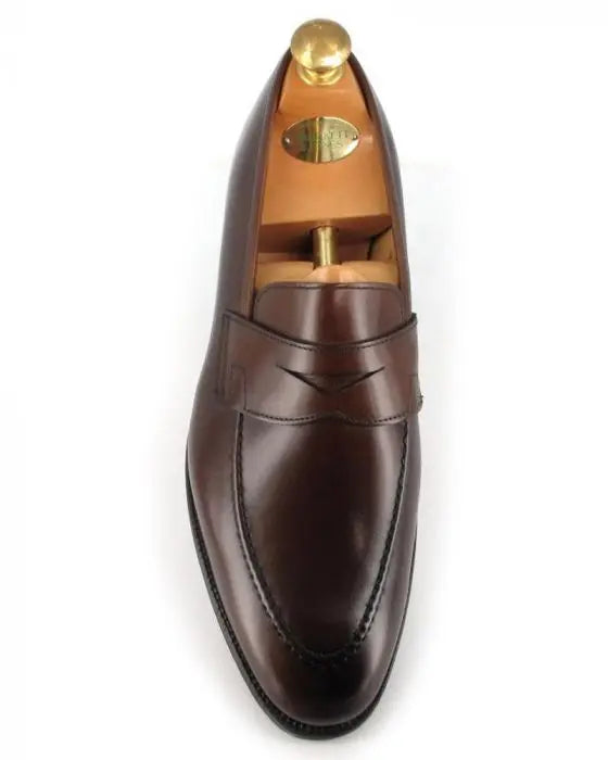 Crockett & Jones - Sydney Brown Burnished Calf Leather Loafers - Single Leather Sole SHOES Crockett & Jones