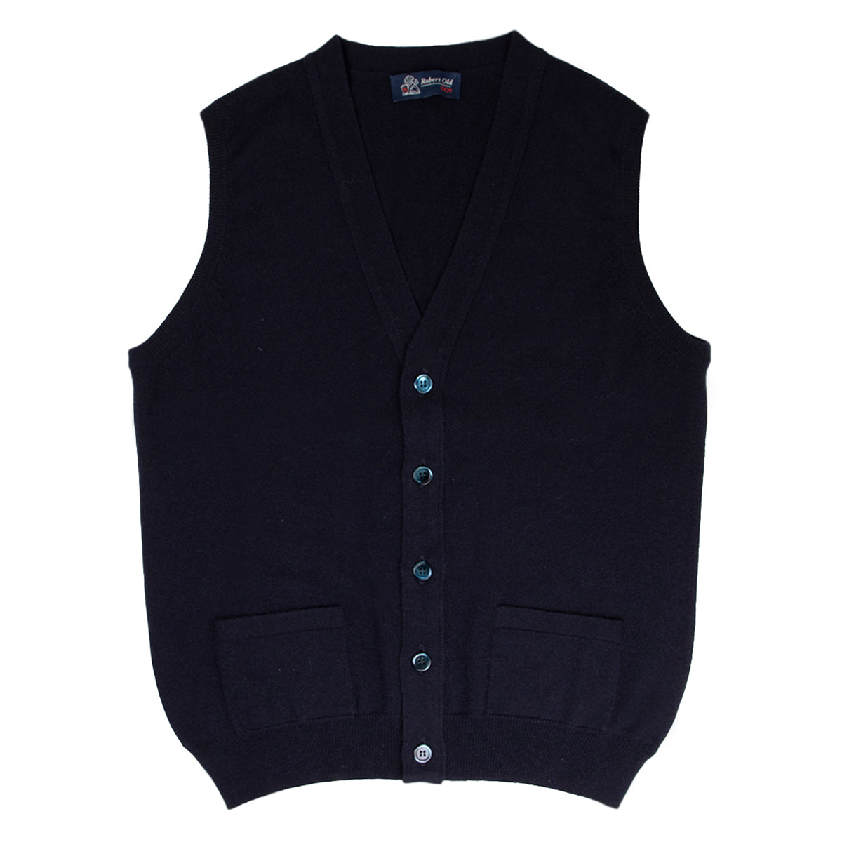 Dark Navy Beaulieu Cashmere Sleeveless Cardigan CASHMERE Robert Old