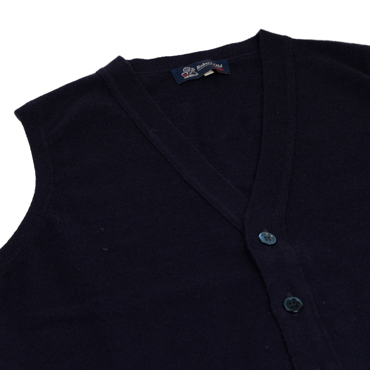 Dark Navy Beaulieu Cashmere Sleeveless Cardigan CASHMERE Robert Old
