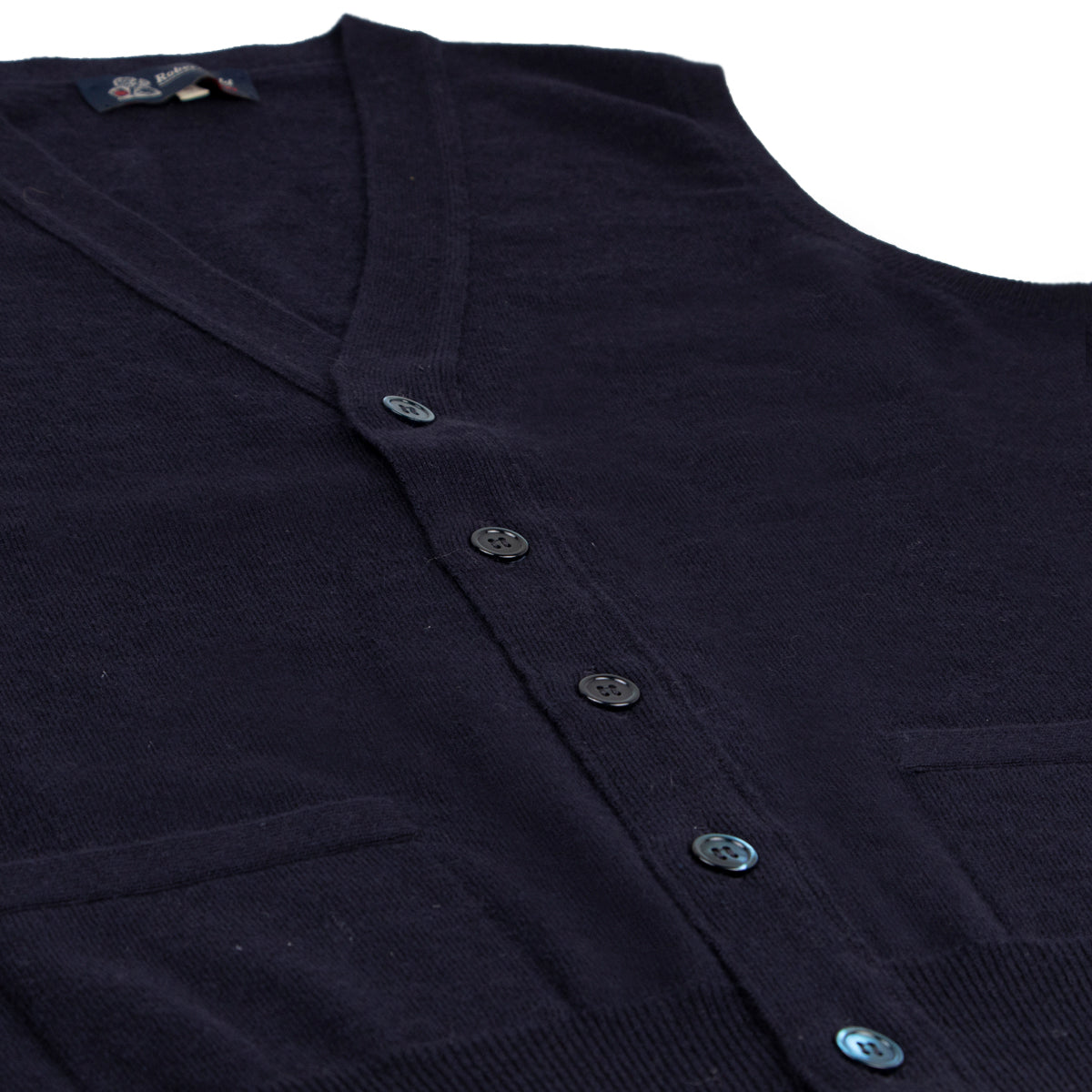 Dark Navy Beaulieu Cashmere Sleeveless Cardigan CASHMERE Robert Old
