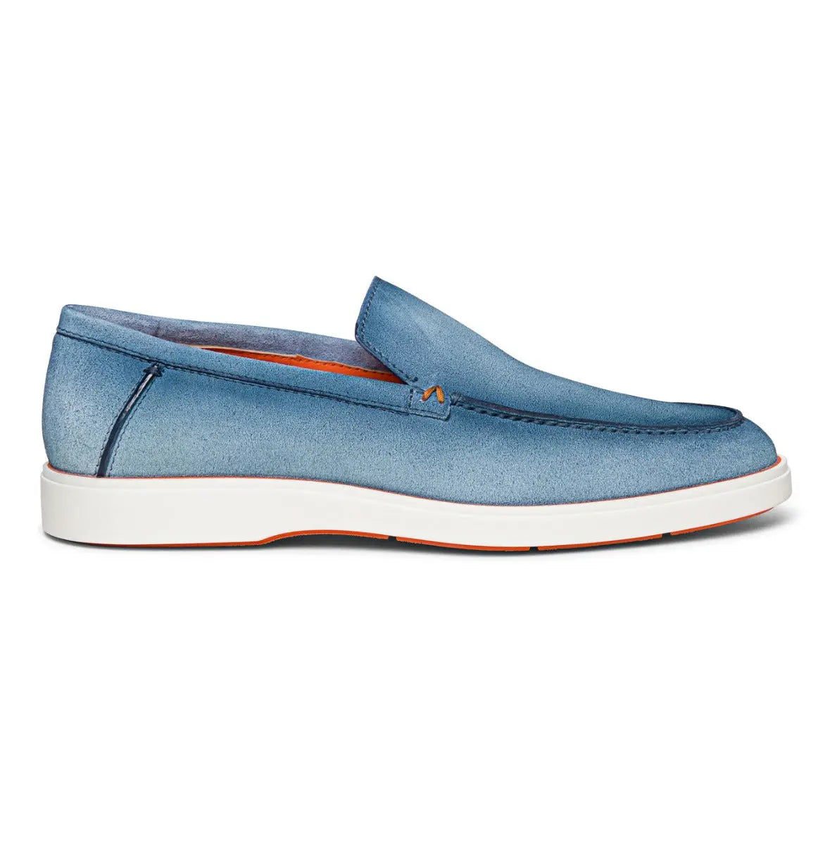 Mid Blue Suede Slip-On Loafers SHOES Santoni