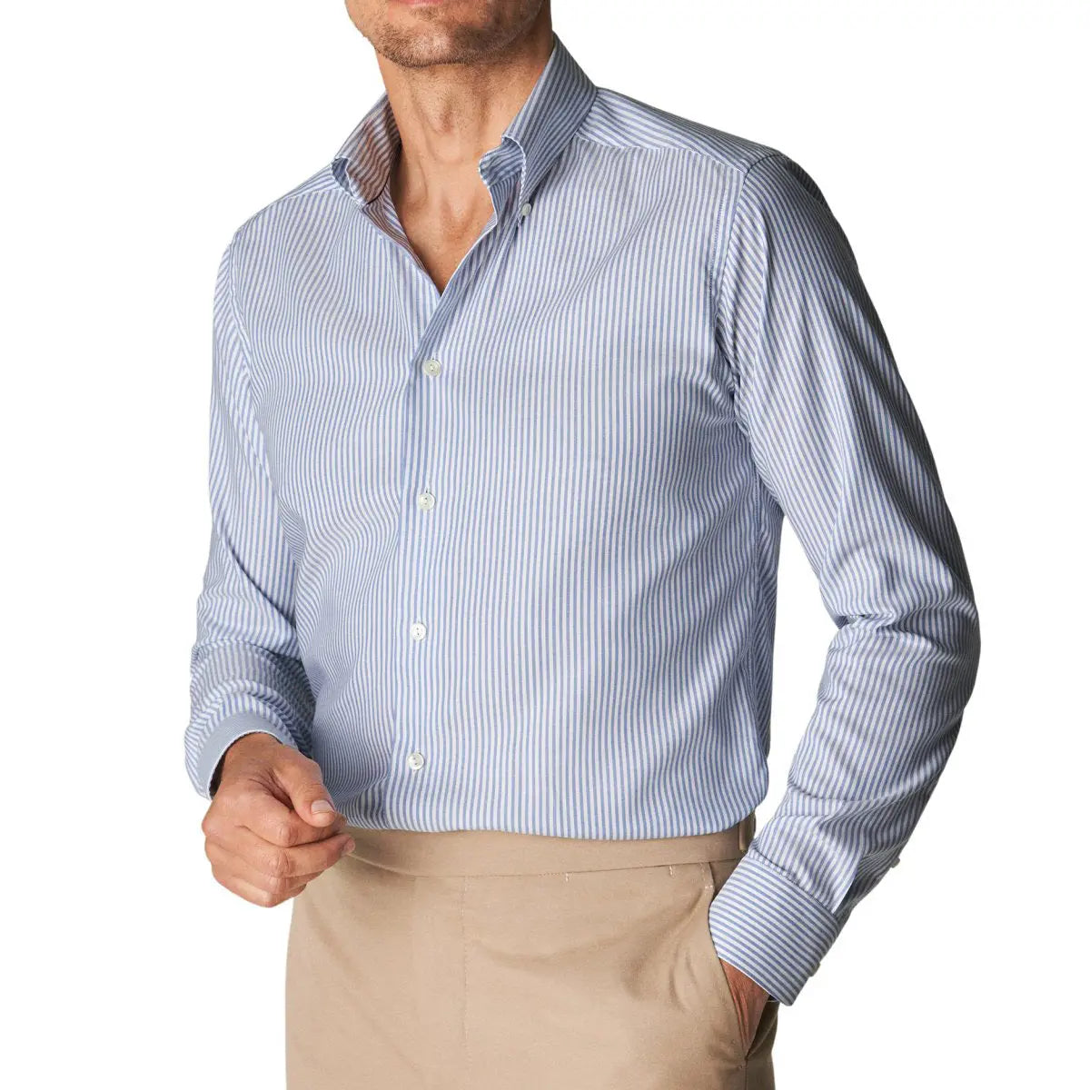 Light Blue Bengal Stripe Oxford Slim Fit Shirt L/S SHIRTS Eton