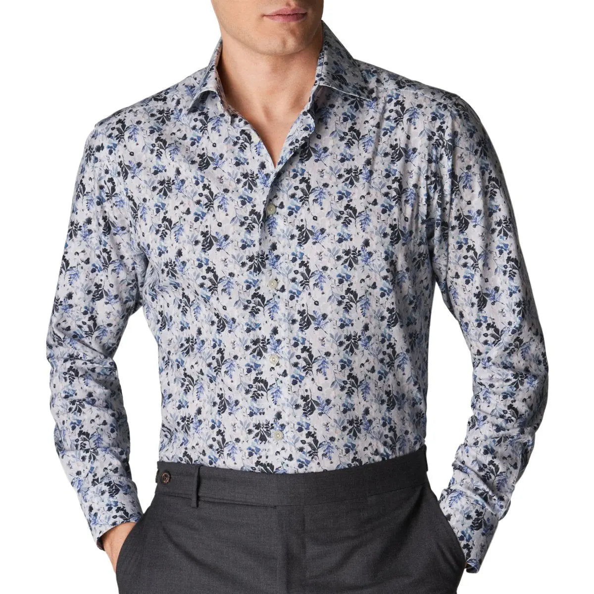 Light Blue Floral Print Slim Fit Shirt L/S SHIRTS Eton
