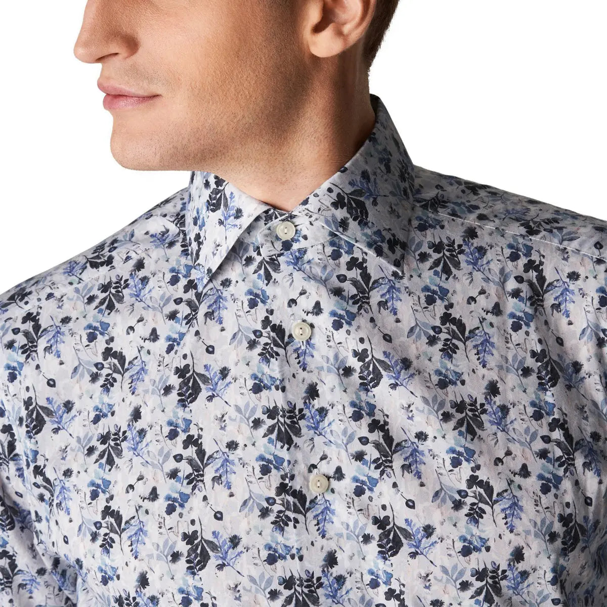 Light Blue Floral Print Slim Fit Shirt L/S SHIRTS Eton