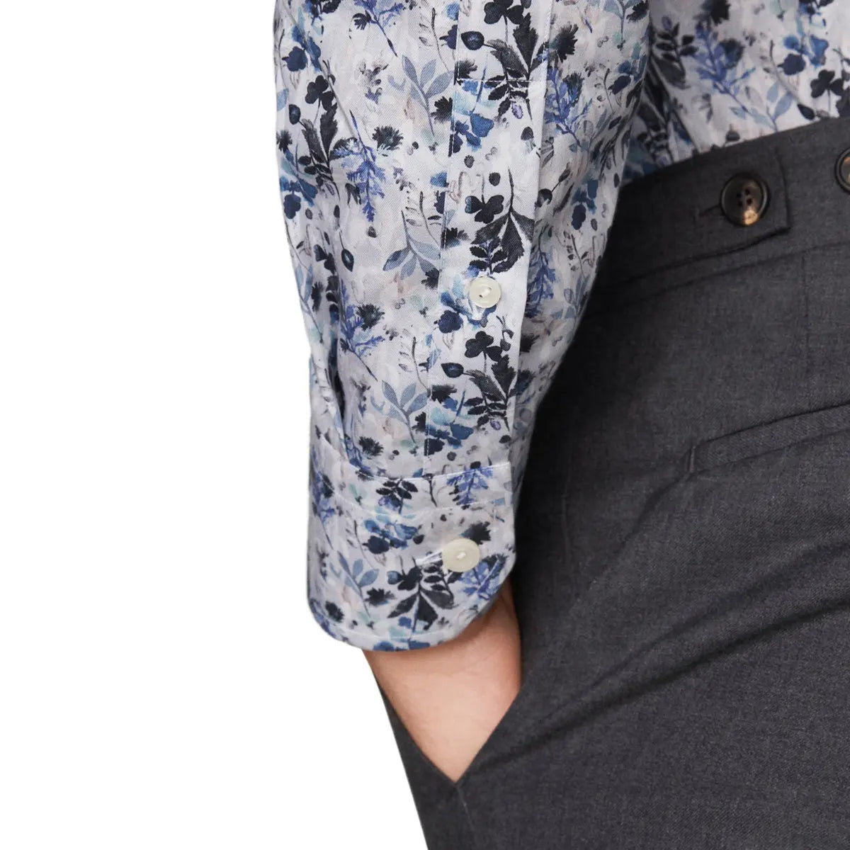 Light Blue Floral Print Slim Fit Shirt L/S SHIRTS Eton