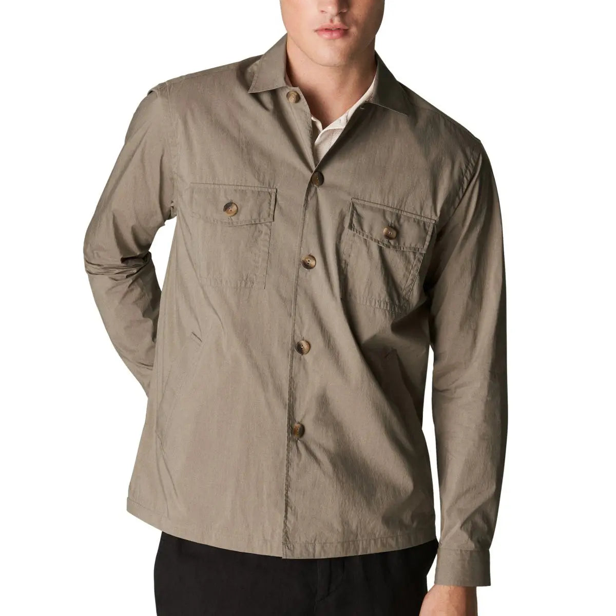 Eton - Light Brown Wind Technical Overshirt L/S SHIRTS Eton