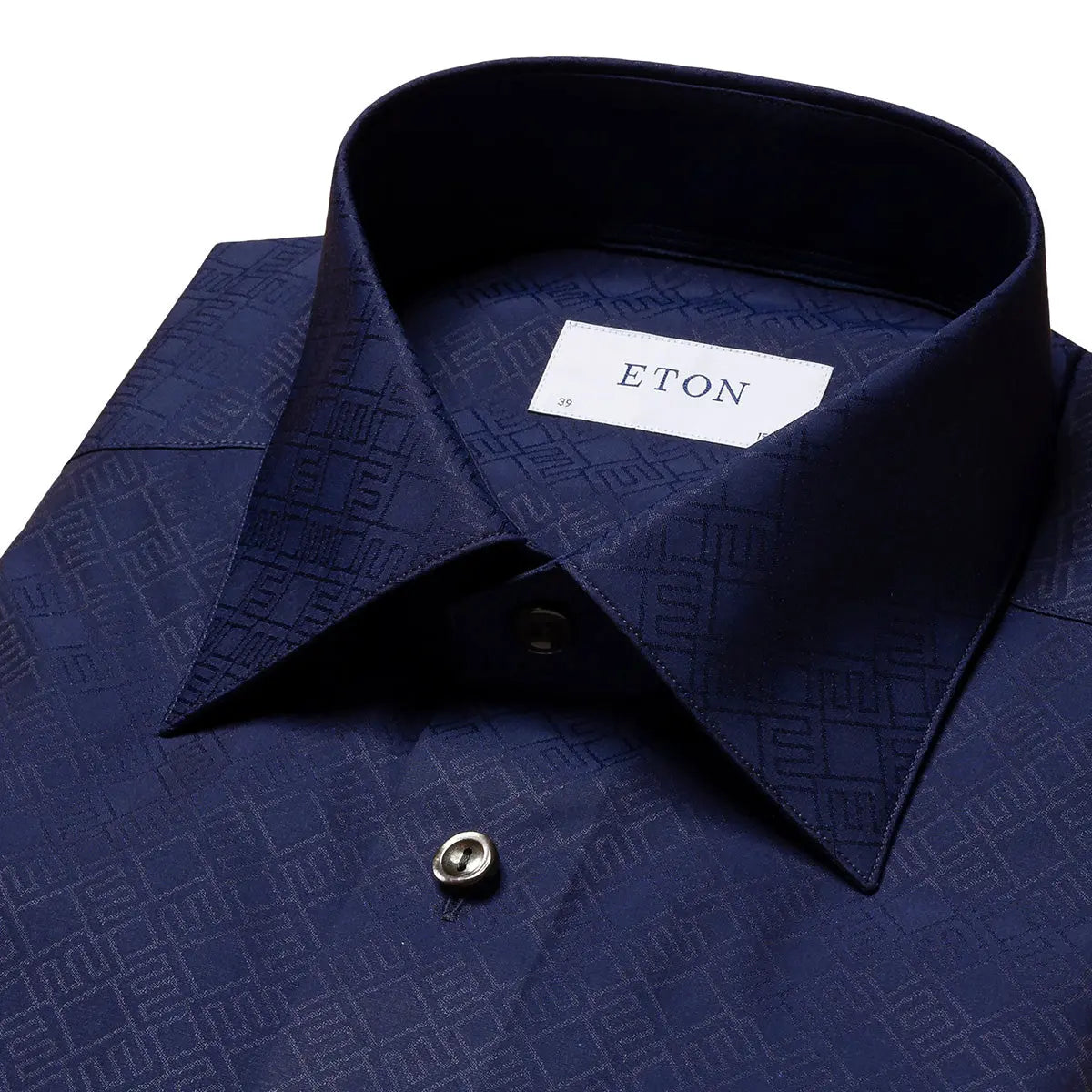 Eton - Navy Double-E Print Jacquard Slim Fit Shirt L/S SHIRTS Eton