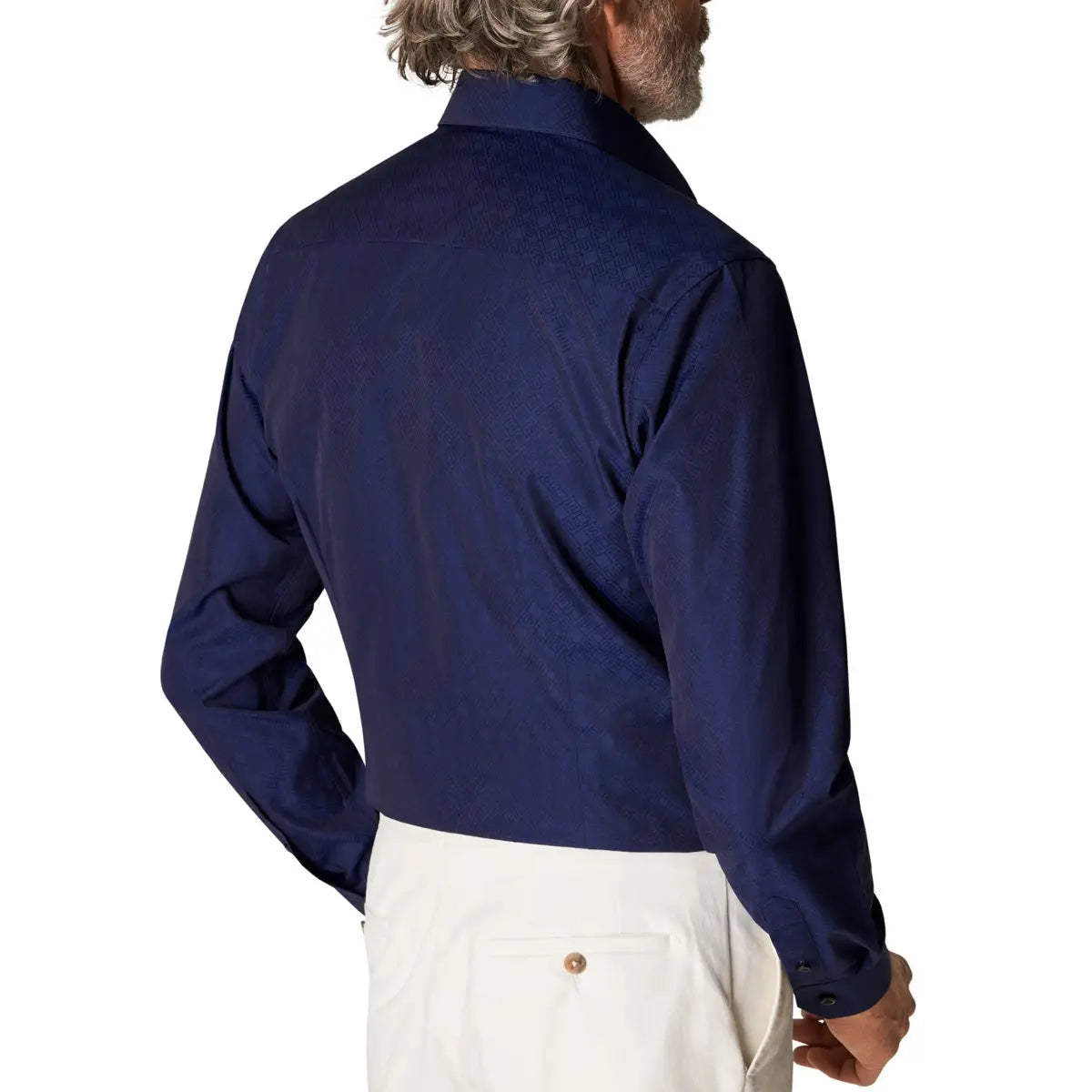 Eton - Navy Double-E Print Jacquard Slim Fit Shirt L/S SHIRTS Eton