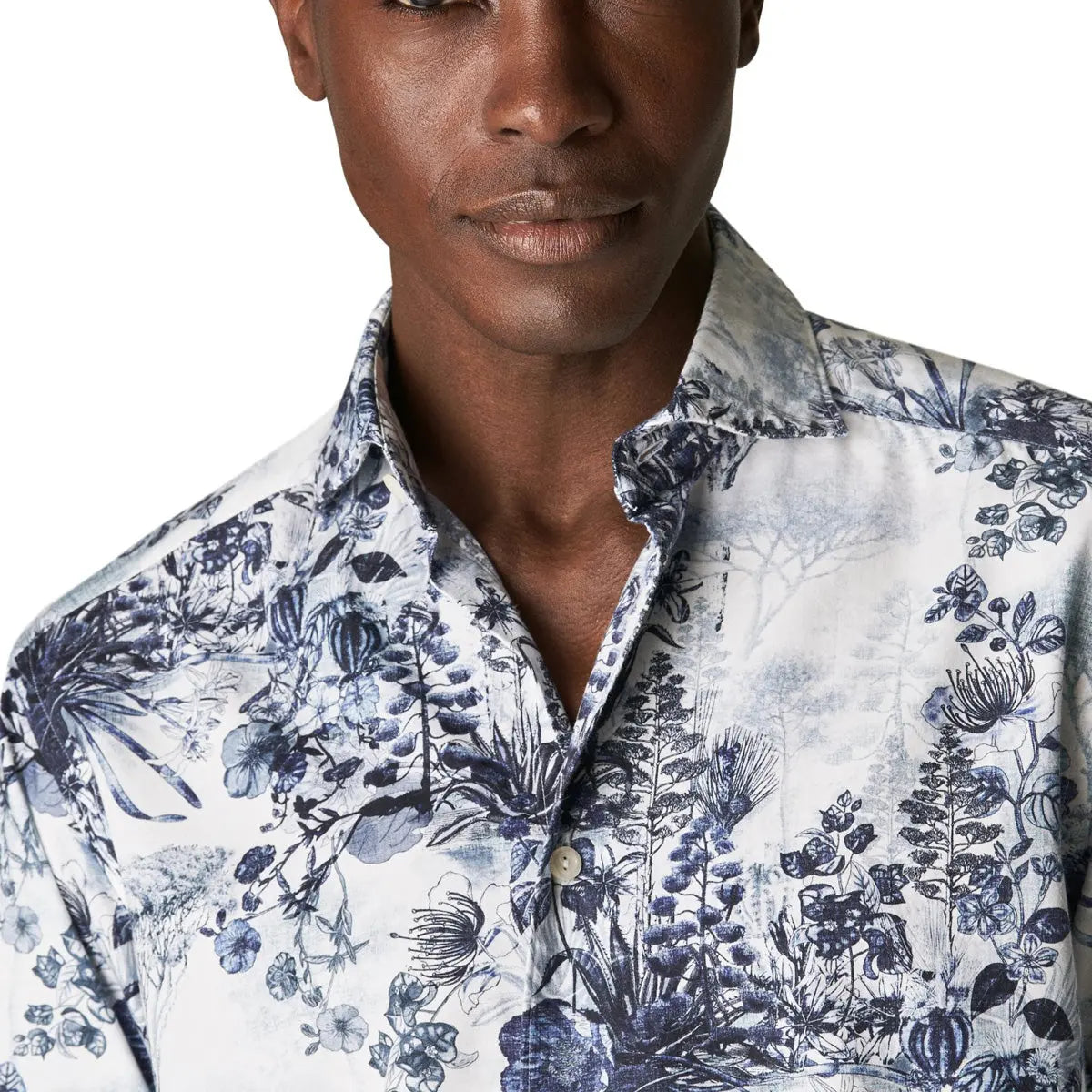 Eton - Navy Floral Print Cotton-Tencel™ Slim Fit Shirt L/S SHIRTS Eton