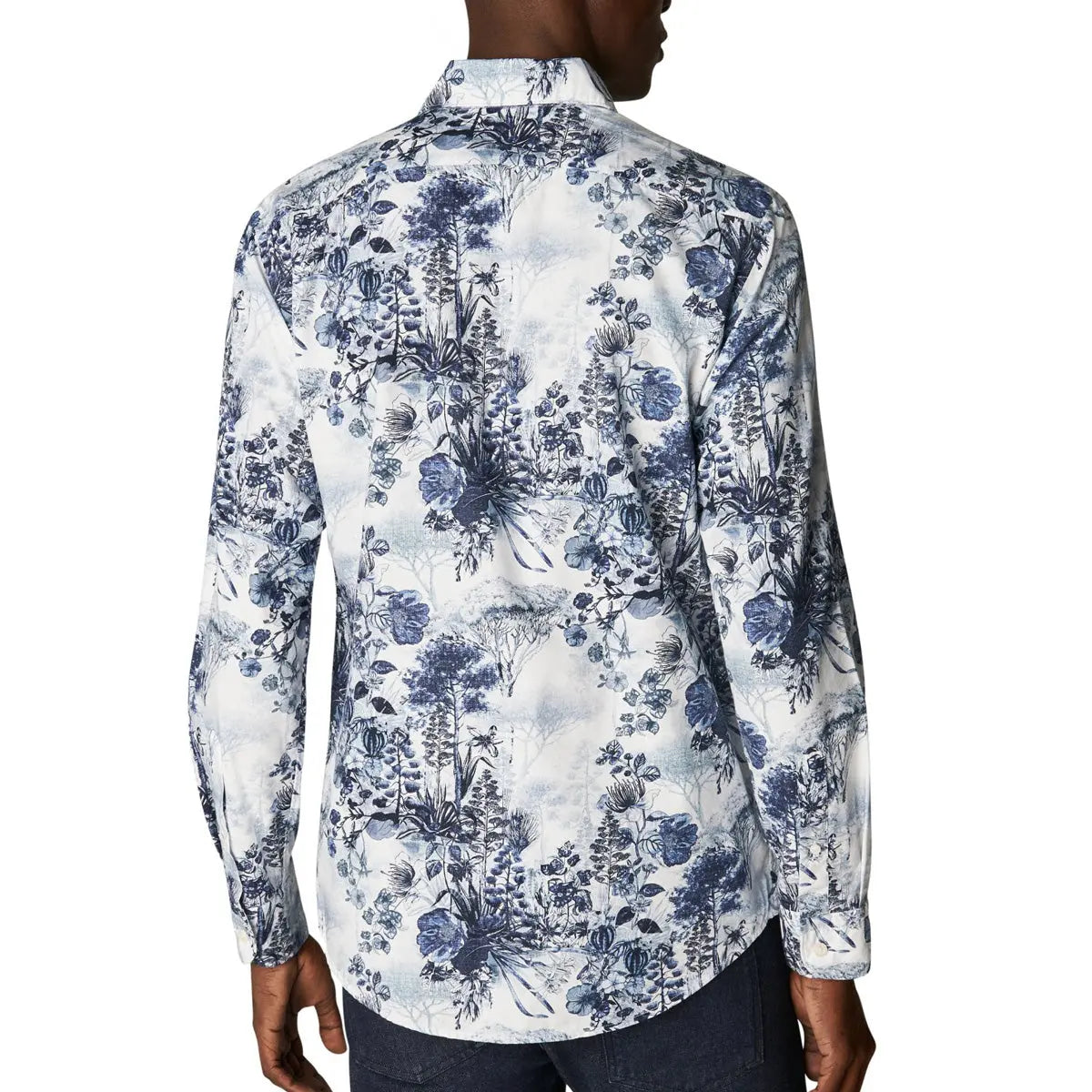 Eton - Navy Floral Print Cotton-Tencel™ Slim Fit Shirt L/S SHIRTS Eton