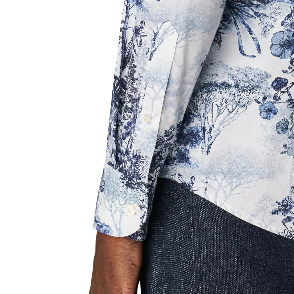 Eton - Navy Floral Print Cotton-Tencel™ Slim Fit Shirt L/S SHIRTS Eton