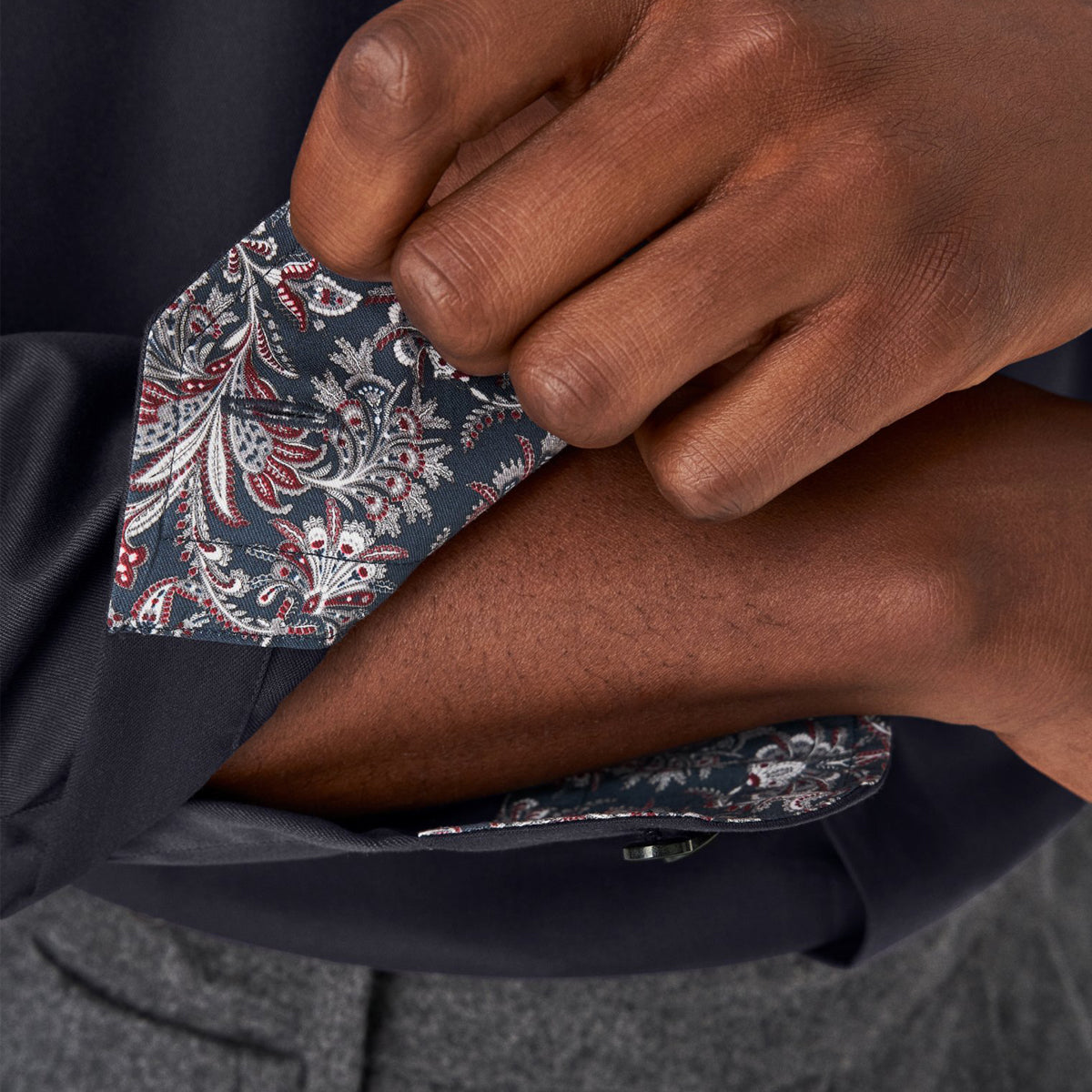 Eton - Navy Paisley Trim Signature Twill Slim Fit Shirt L/S SHIRTS Eton