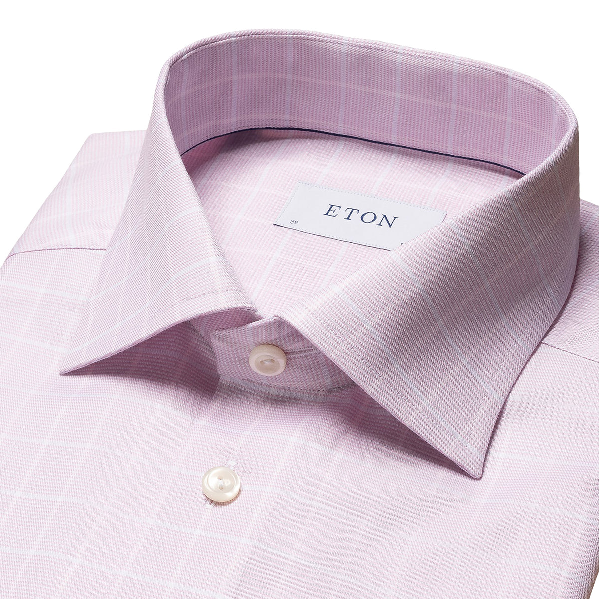 Pink Checked Signature Twill Slim Fit Shirt L/S SHIRTS Eton