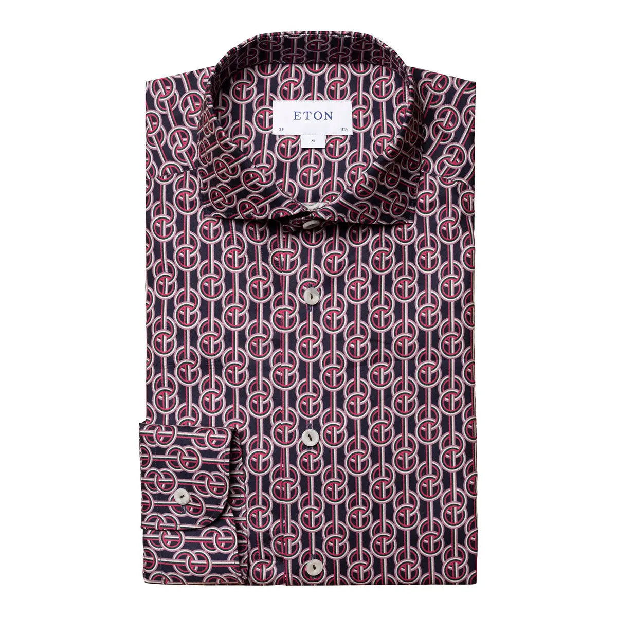 Eton - Red & Navy Chain-link Contemporary Fit Shirt L/S SHIRTS Eton