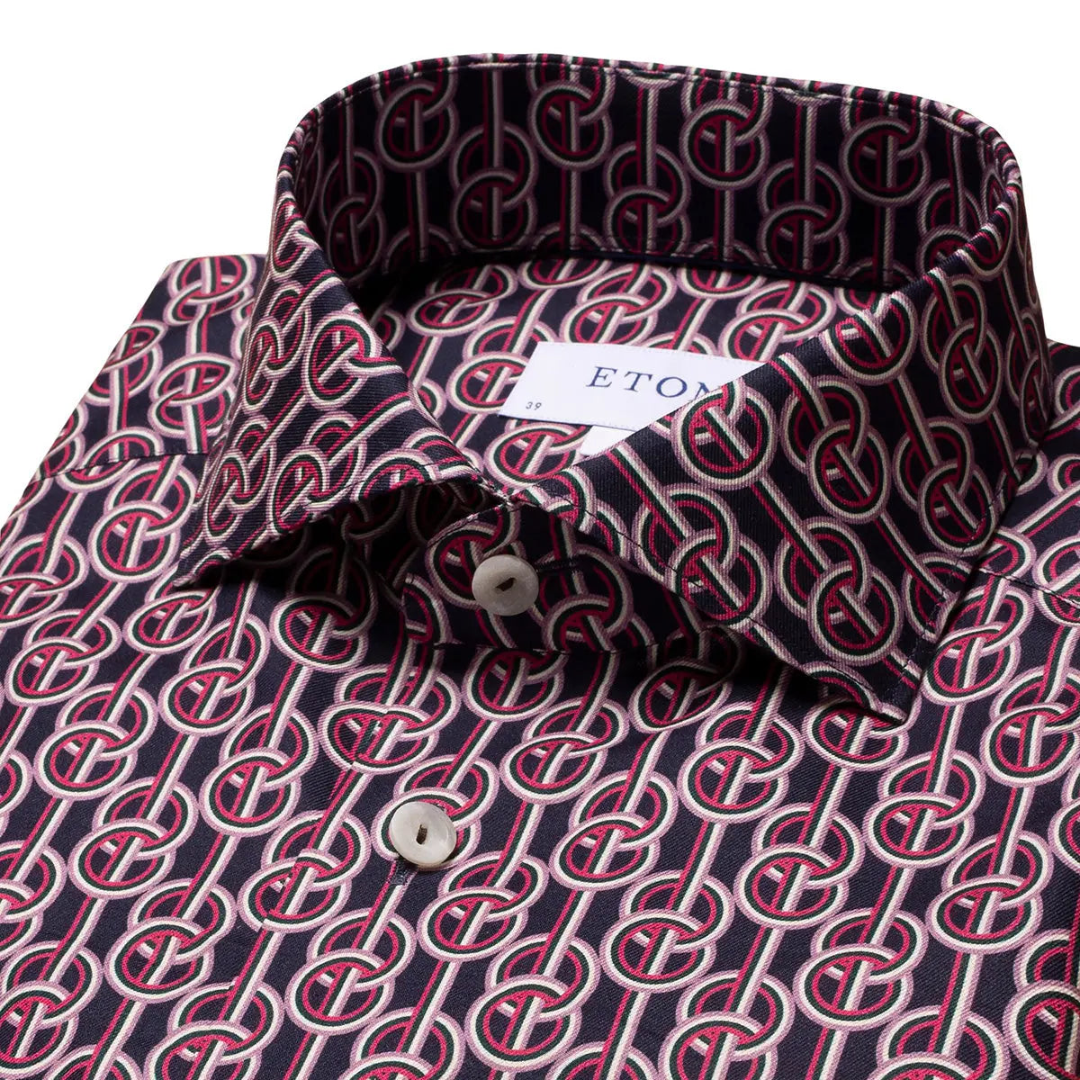 Eton - Red & Navy Chain-link Contemporary Fit Shirt L/S SHIRTS Eton