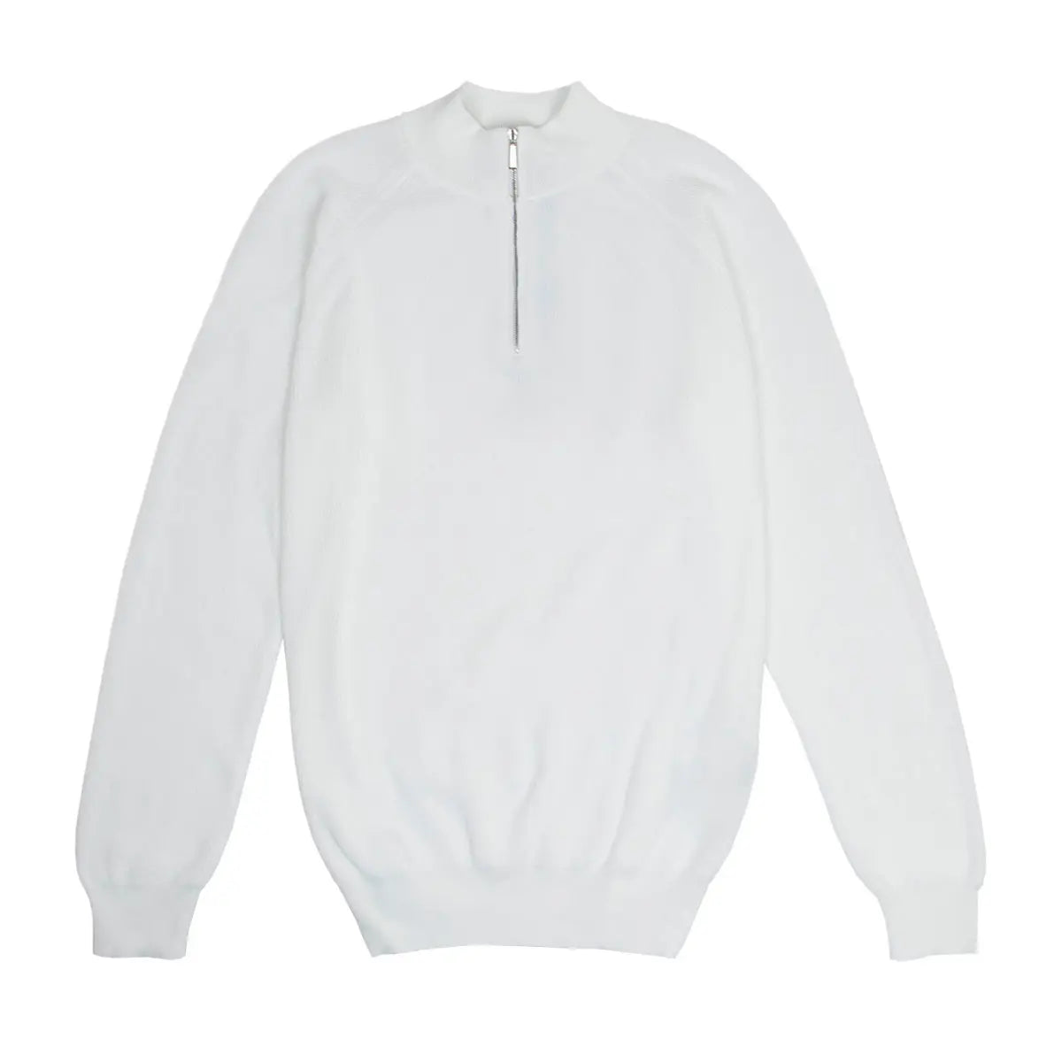 Moorer - Moorer White 'Basoli' Cotton Quarter Zip Jumper KNITWEAR MooRER