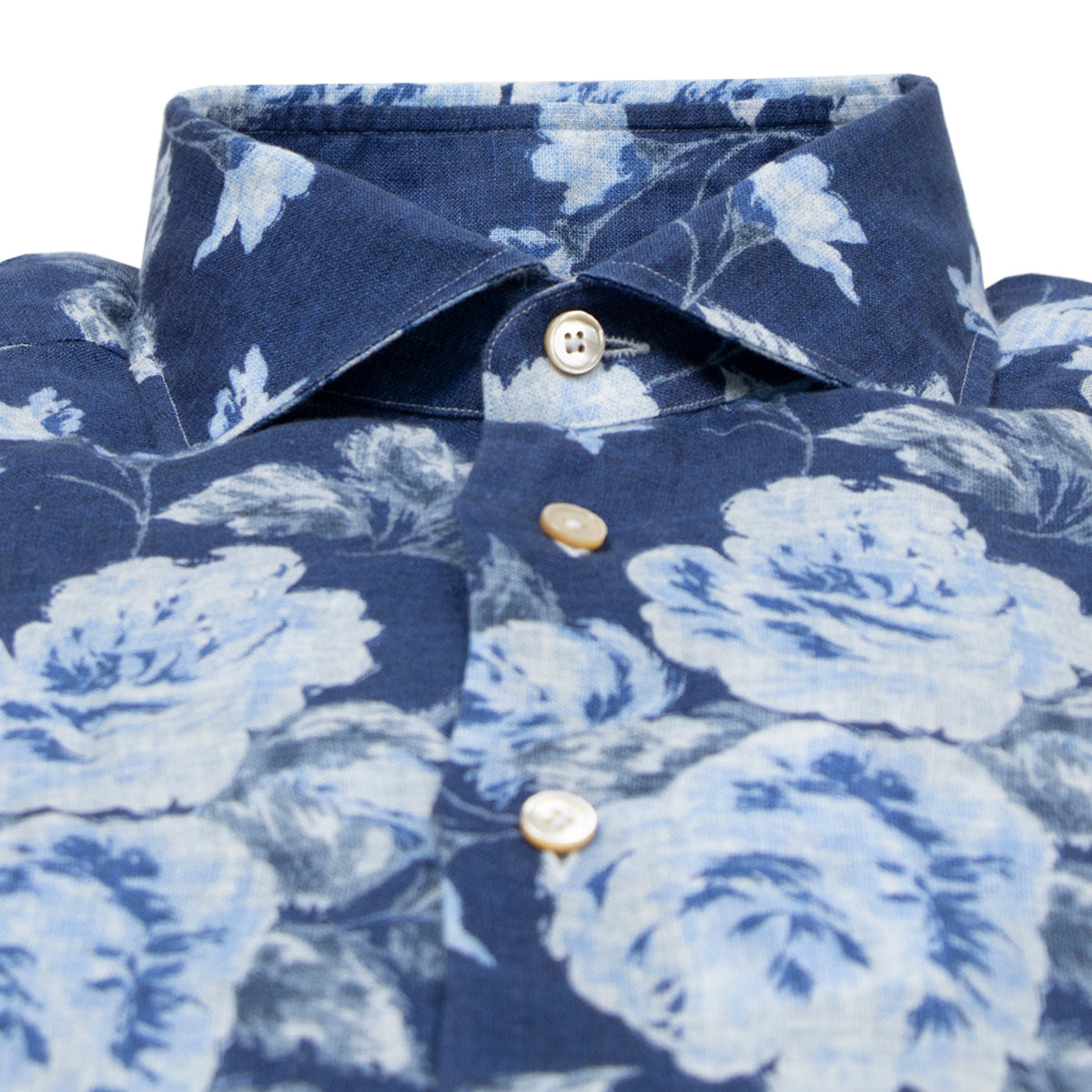 Navy Floral Linen Long Sleeve Shirt L/S SHIRTS Robert Old