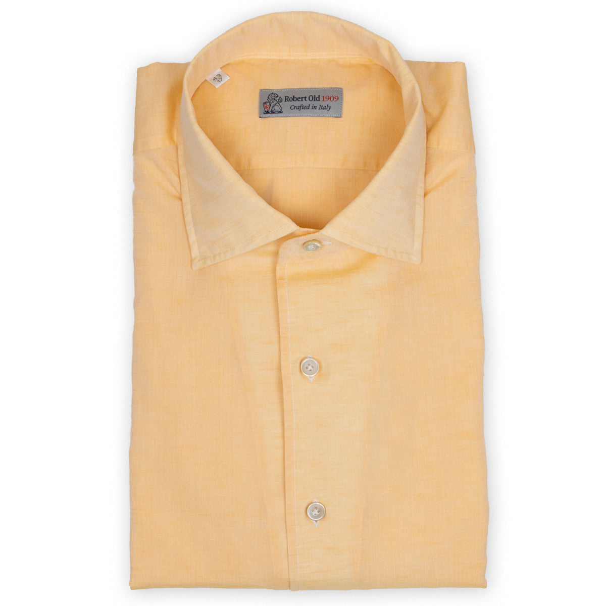 Orange Cotton &amp; Linen Long Sleeve Shirt L/S SHIRTS Robert Old