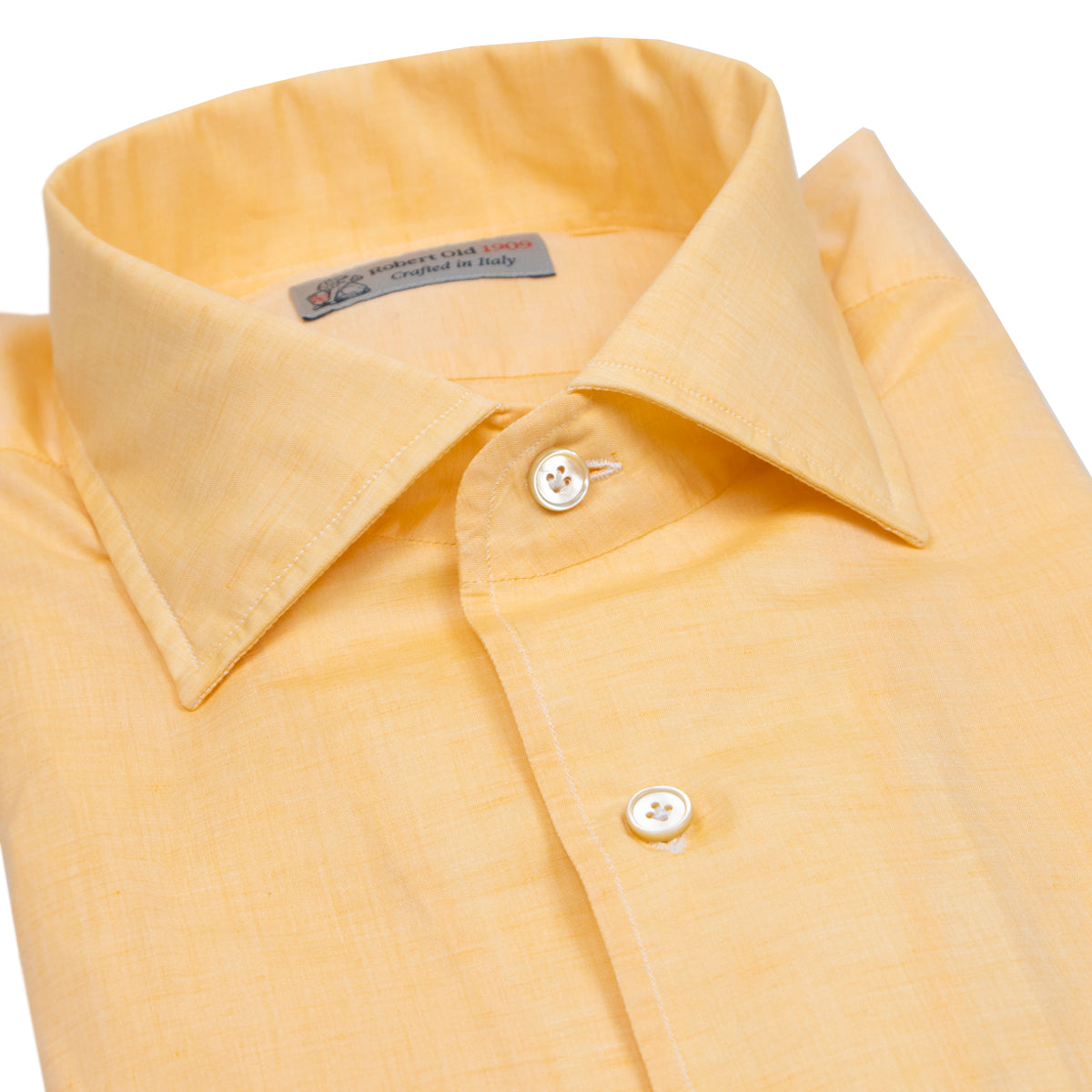 Orange Cotton &amp; Linen Long Sleeve Shirt L/S SHIRTS Robert Old