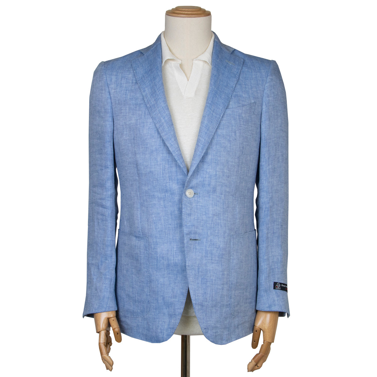 Light Blue Loro Piana Herringbone Linen Jacket JACKETS Robert Old