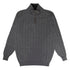 The Wellington Cashmere Ribbed Zip Neck Sweater - Smog / Charcoal CASHMERE Robert Old