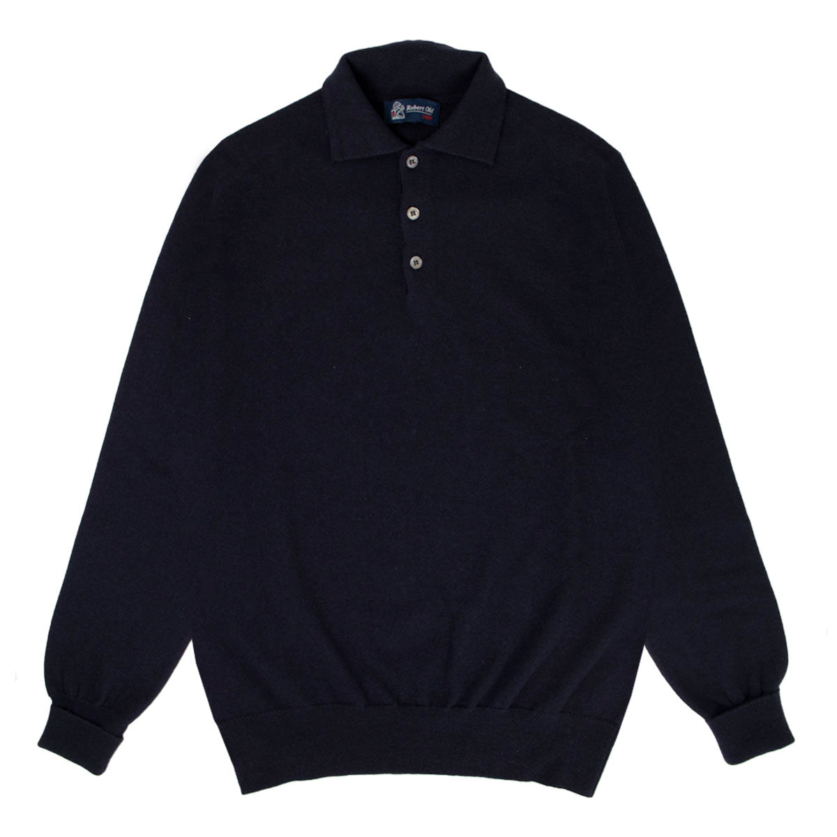 Dark Navy Oban 3 button 2ply Cashmere Polo Sweater CASHMERE Robert Old