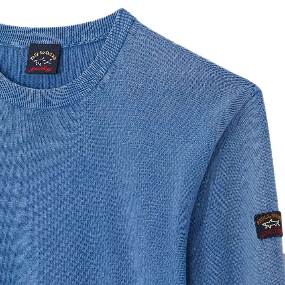 Paul & Shark - Light Blue Pima Cotton Crewneck Sweatshirt KNITWEAR Paul & Shark