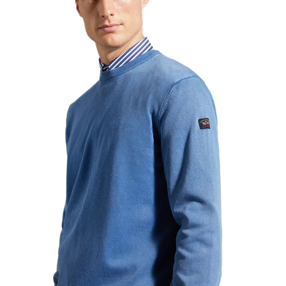 Paul & Shark - Light Blue Pima Cotton Crewneck Sweatshirt KNITWEAR Paul & Shark
