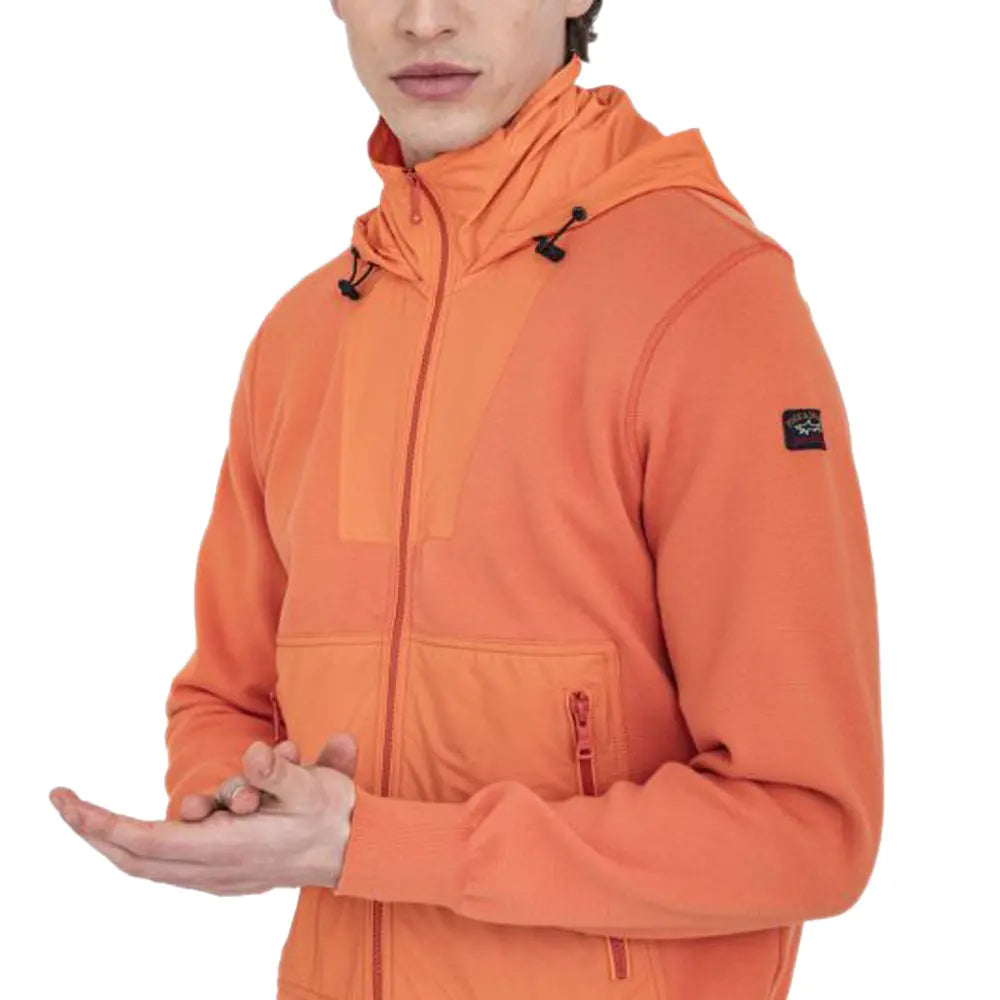 Paul &amp; Shark - Orange Cotton &amp; ECONYL® Full Zip Sweater KNITWEAR Paul &amp; Shark