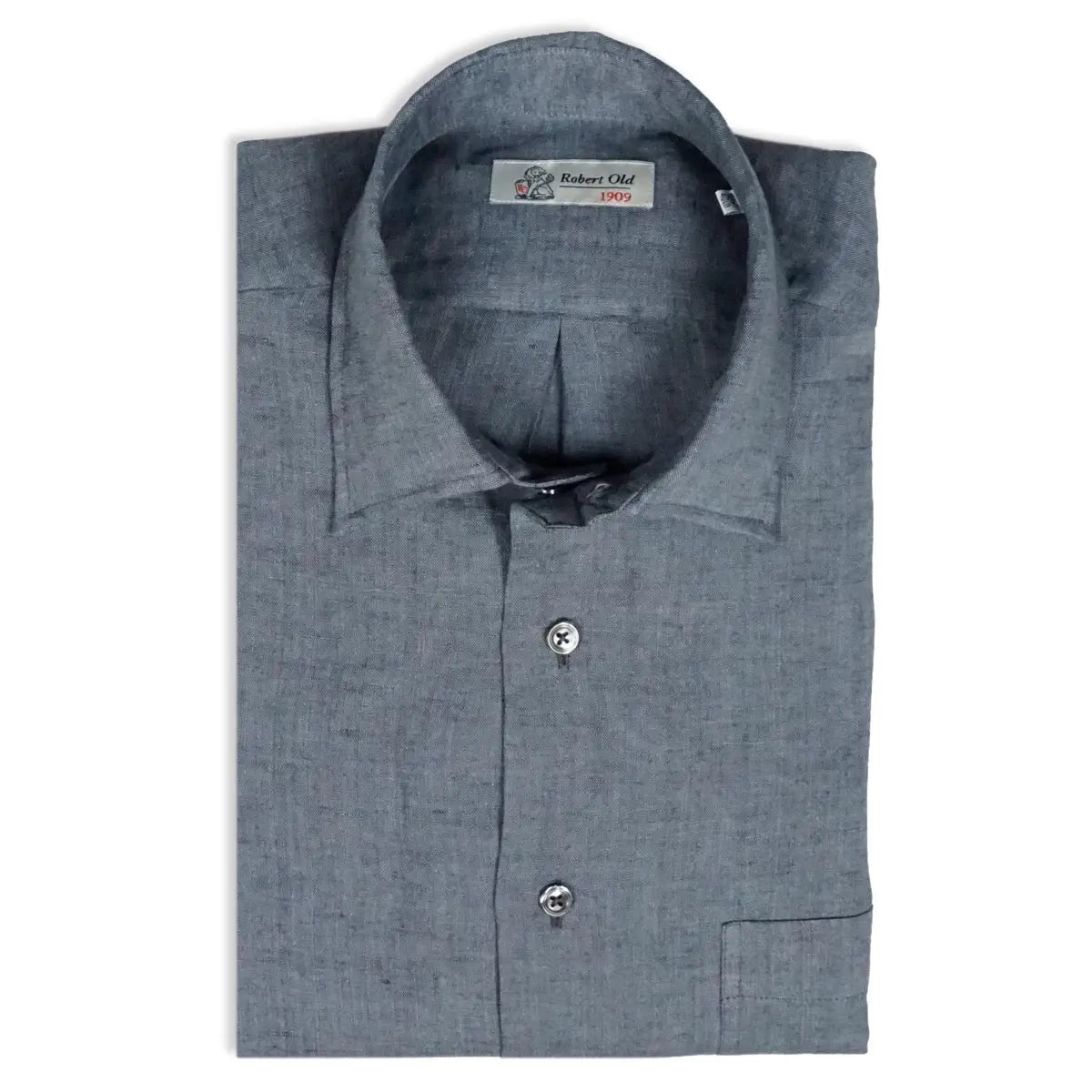 Charcoal Grey Pure Italian Linen Long Sleeve Shirt L/S SHIRTS Robert Old