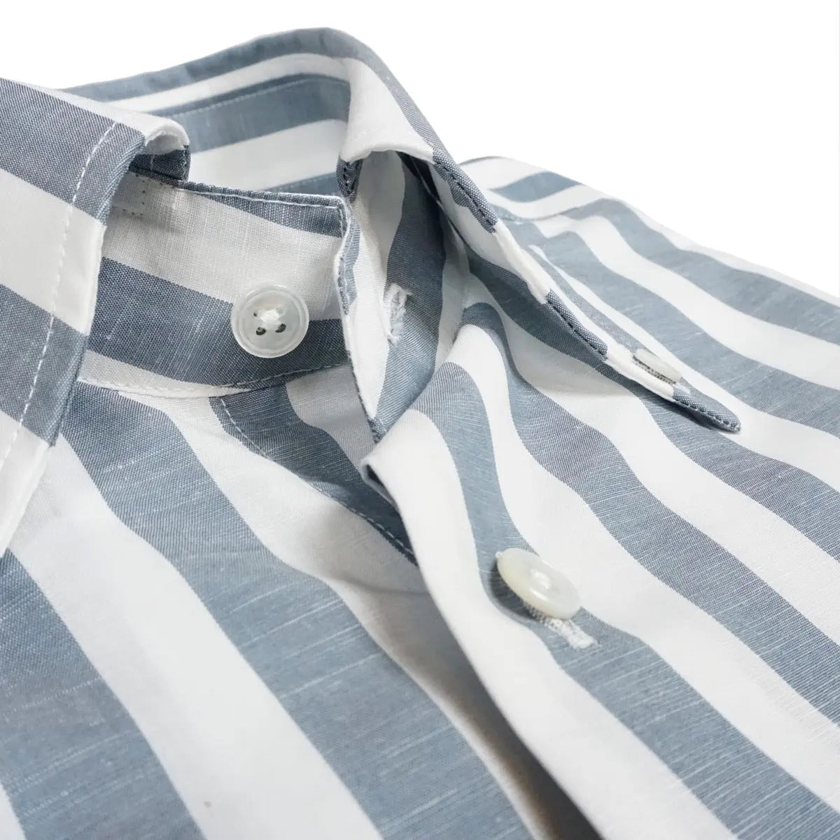 White &amp; Grey Striped Zephirlino Short Sleeve Shirt S/S SHIRTS Robert Old