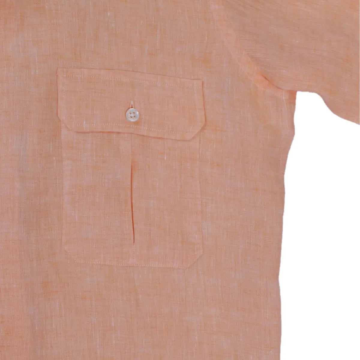 Orange Pure Italian Linen Short-Sleeve Shirt S/S SHIRTS Robert Old