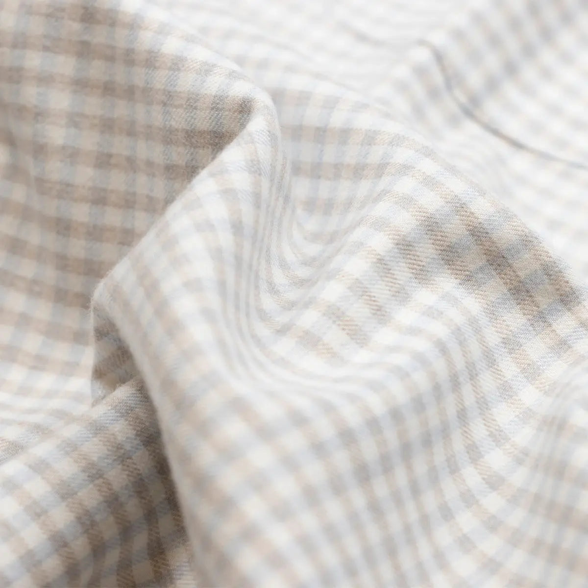 Beige & Blue Check Flanello Junior Cotton Long Sleeve Shirt L/S SHIRTS Robert Old
