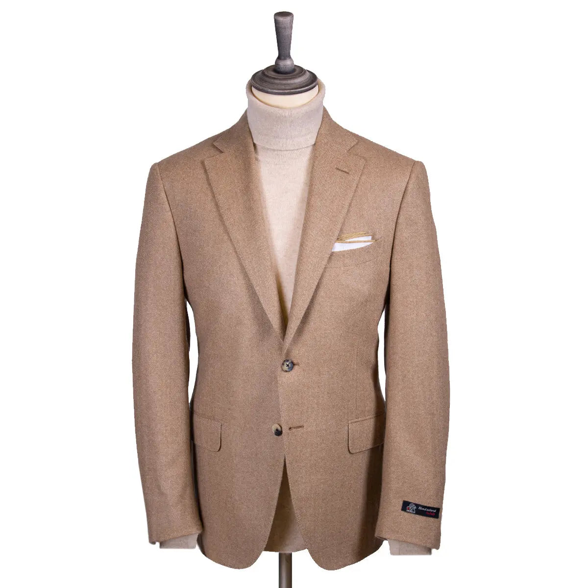 Beige Herringbone Pure Cashmere Jacket JACKETS Robert Old